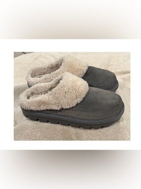 Koolaburra Gray Suede Faux-Fur Lined Slip-On Mules -size 8